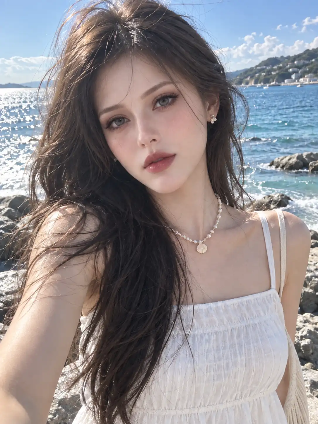 Beach portrait showing the replacement face adapted to the outdoor lighting