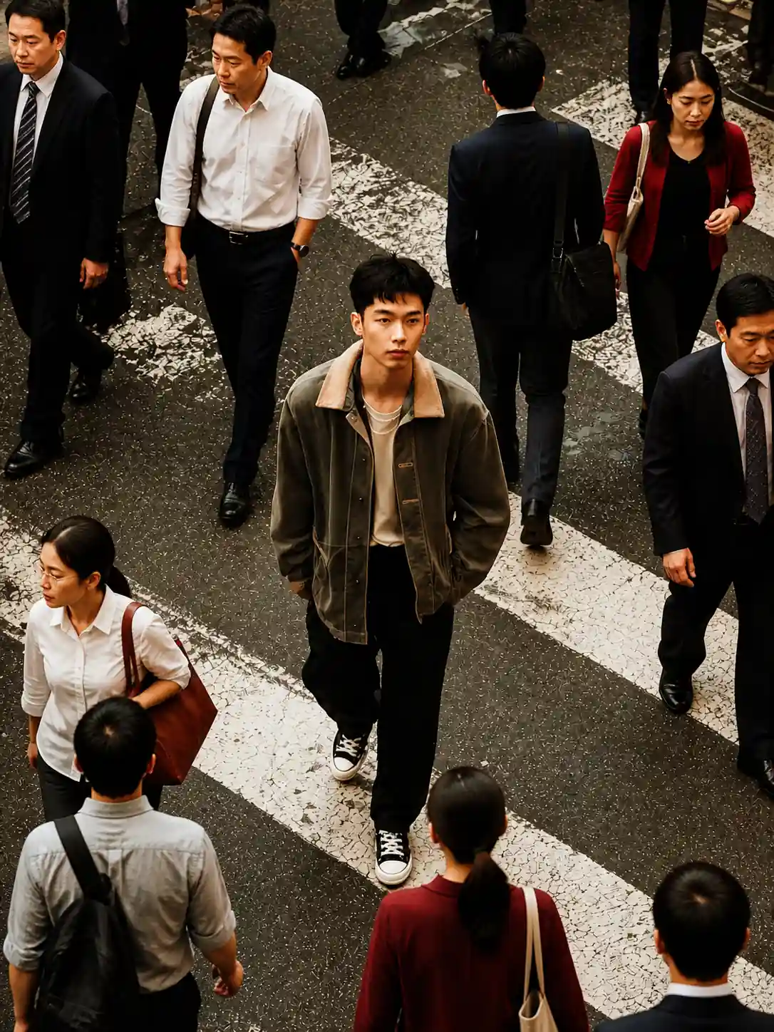 在人群中突出主体的电影感街景结果