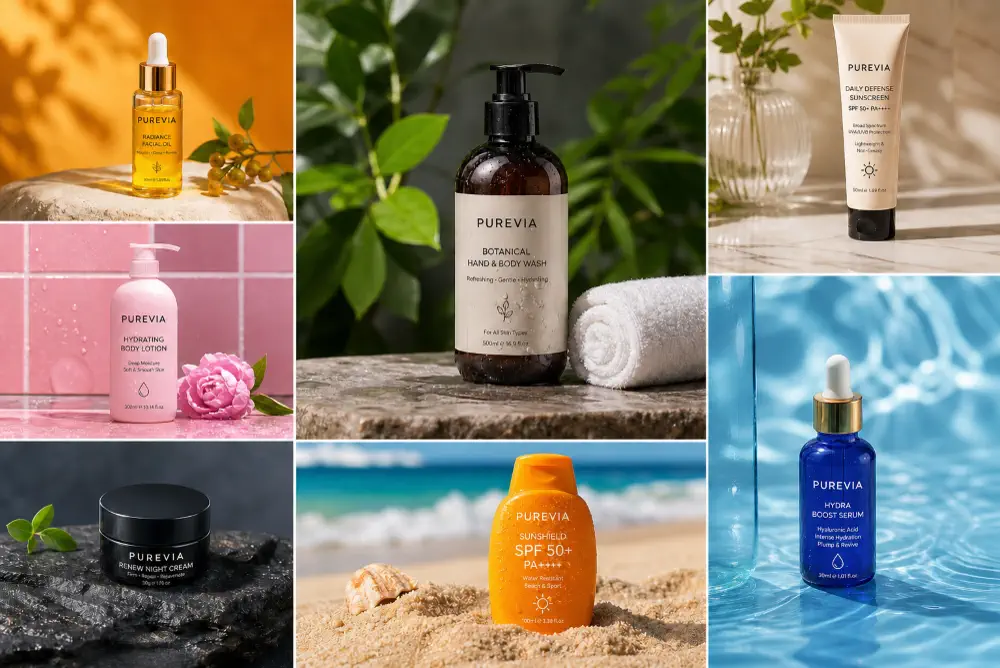 Studio product scene showing realistic e-commerce photography generated from a basic shot