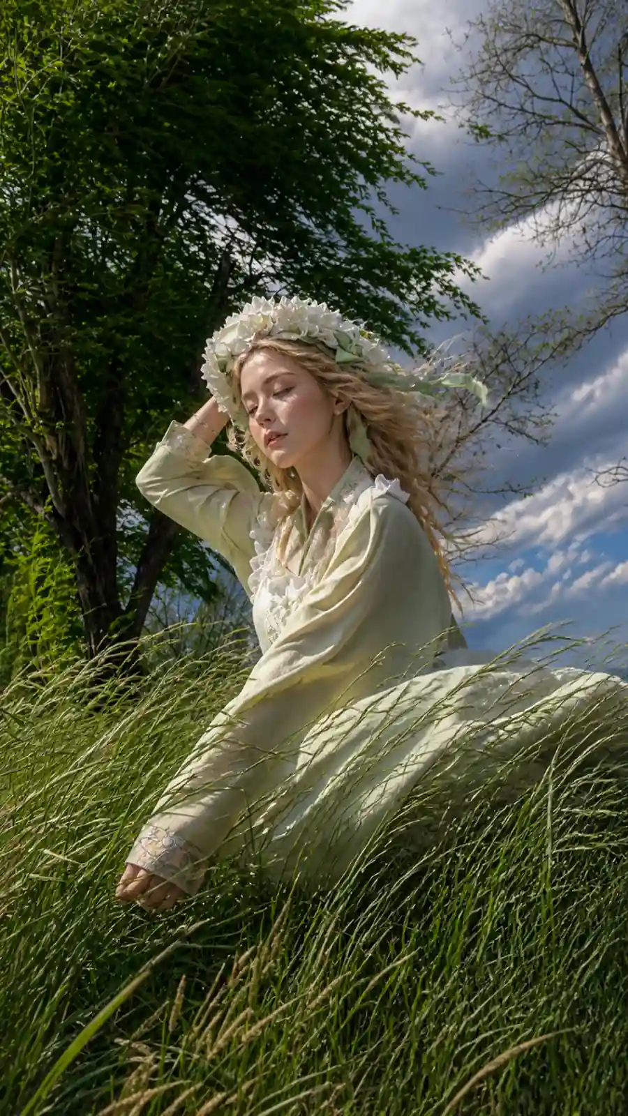 Meadow portrait source template for testing outdoor motion and natural light
