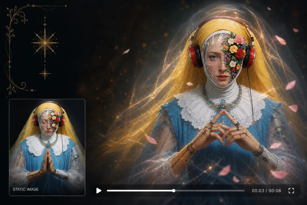 数字艺术作品被动画化为面向 AI 创作者和插画师的动态展示