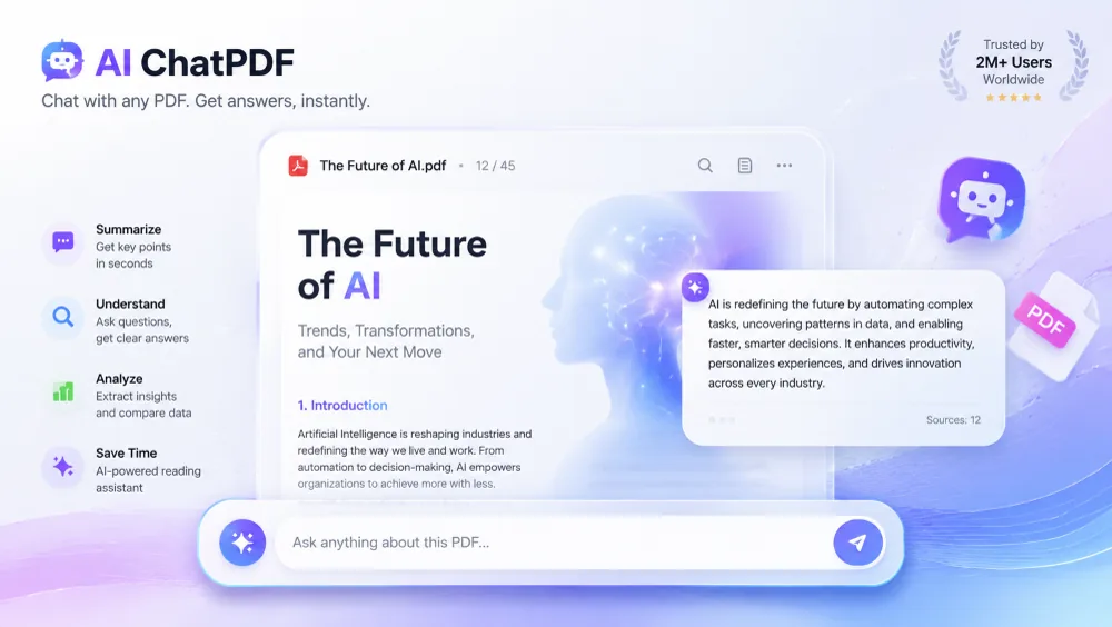 ChatPDF tool card for asking questions and extracting insights from documents