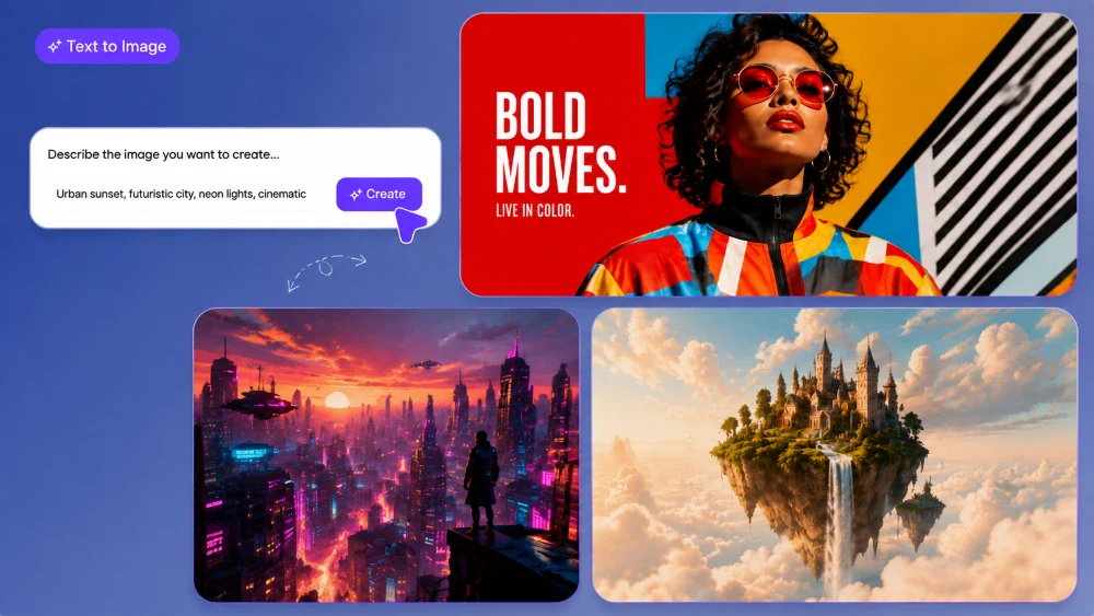 Text to image tool card for generating visuals from written prompts and descriptions
