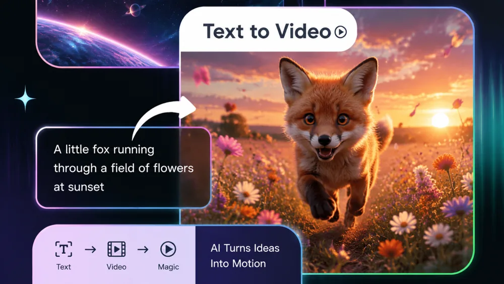 Text to video tool card for turning written prompts into generated video scenes