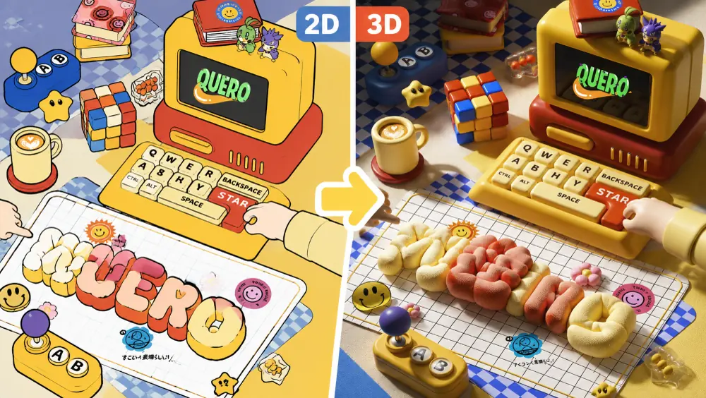 2D to 3D tool card for converting flat artwork into dimensional visual assets