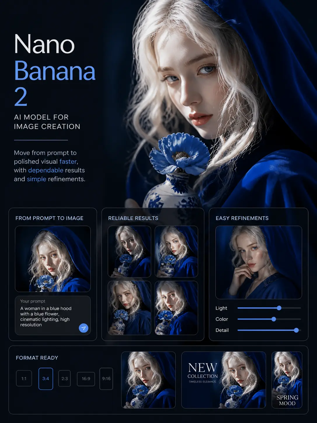 Nano Banana 2 workspace for prompt-based image generation and editable visual output