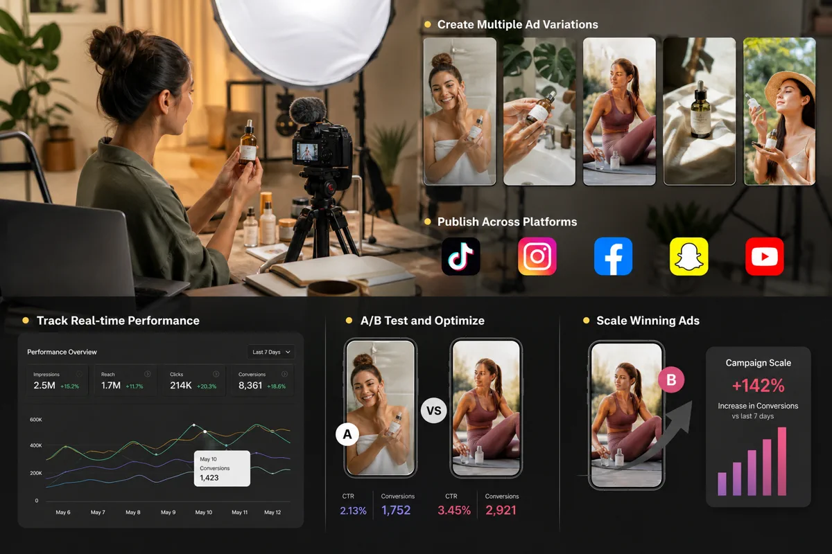 Dynamic digital ad variations generated for rapid campaign testing